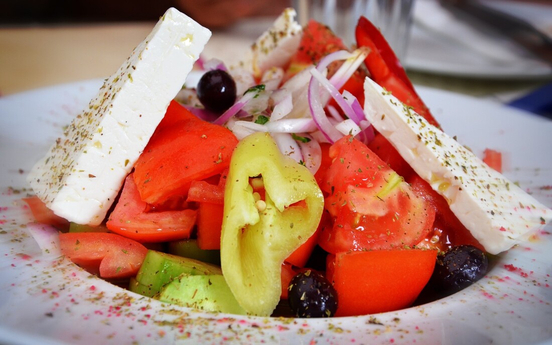 Greek Salad, a must in Greece to sample the local authentic version of this popular dish.